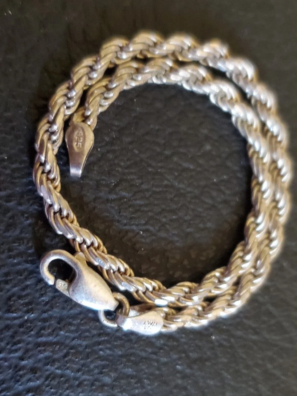 Mens Sterling Silver Bracelet Vintage Sterling Silver Rope Bracelet 8